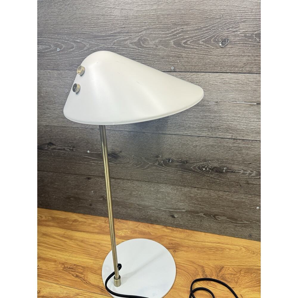 ⁠Mid Century Modern Style Stain Brass & White Cone Desk Lamp 24” Tall - Picture 12 of 14